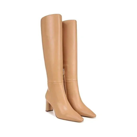 Sam Edelman Sylvia Snip-Toe Knee-High Leather Dress Boots (Luxe Tan) Size 6.5Med - Picture 4 of 9